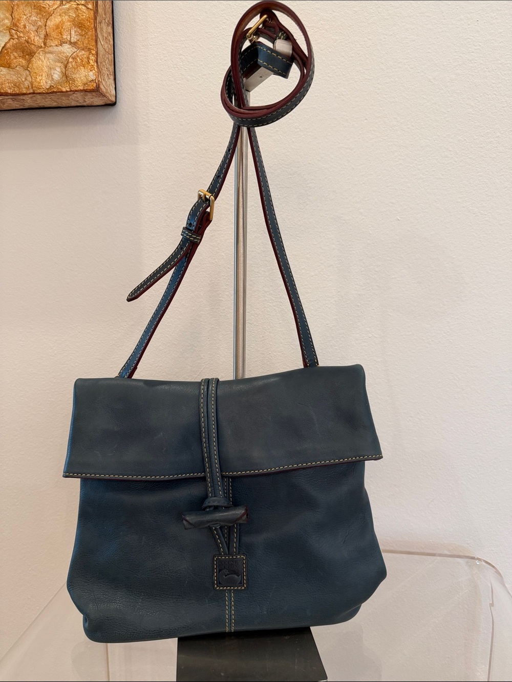 Dooney & Bourke Teal Fold-Over Leather Shoulder Bag